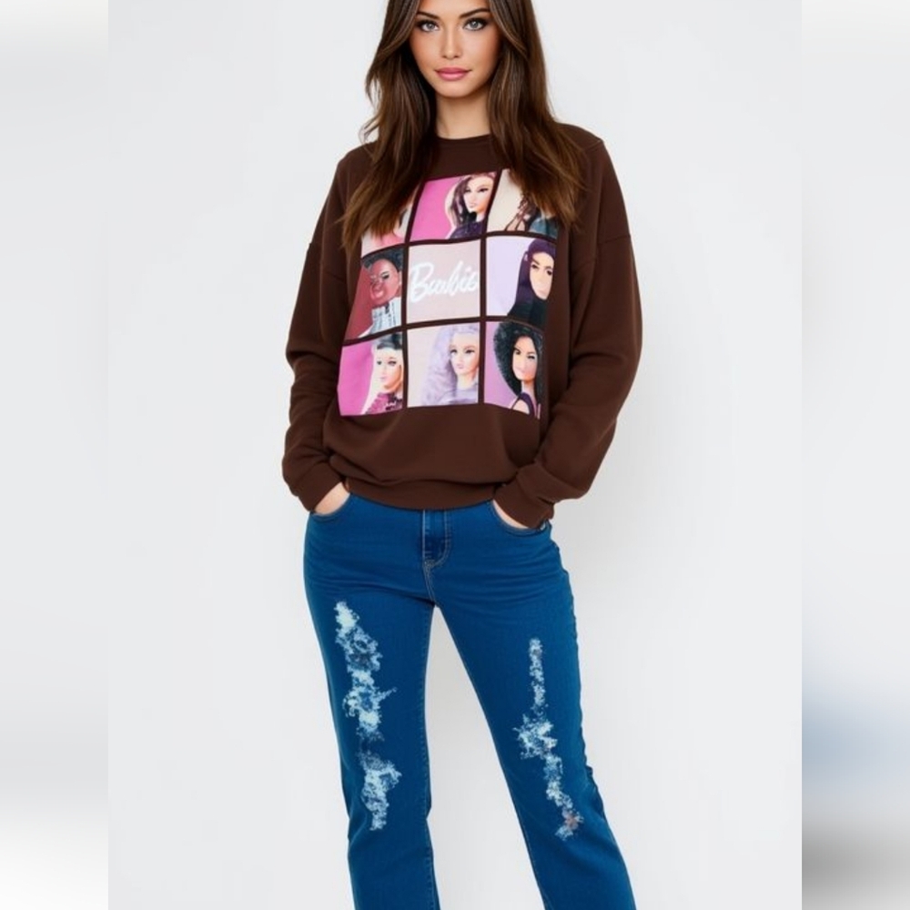 Brown Graphic Women Top
